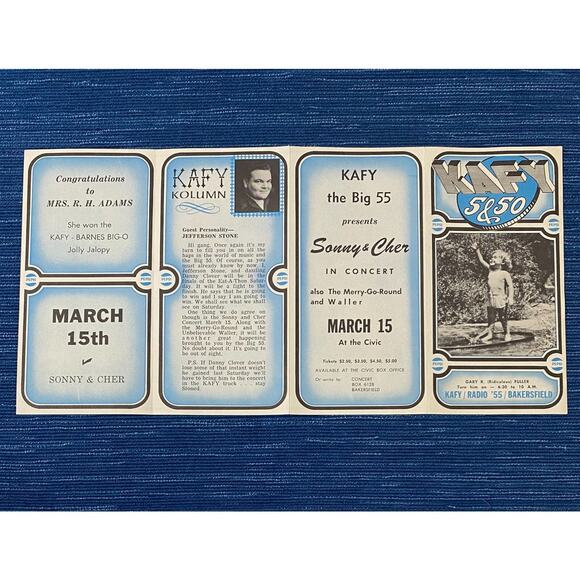 VTG 1968 Radio Station KAFY Music Survey Bakersfield CA Sonny & Cher Concert Ad1 - Picture 1 of 2